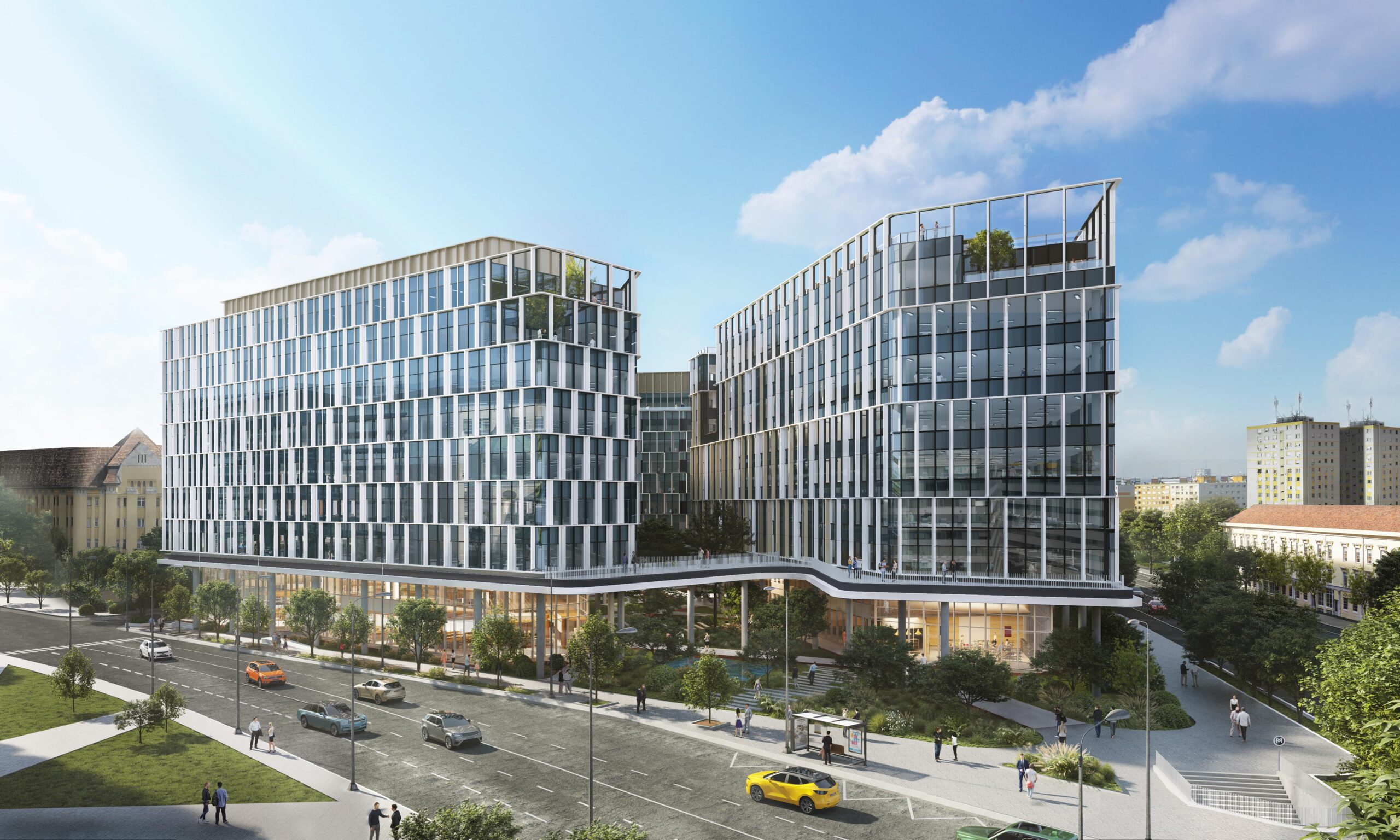 H2Offices exterior view from Dózsa György road and Váci road junction_1